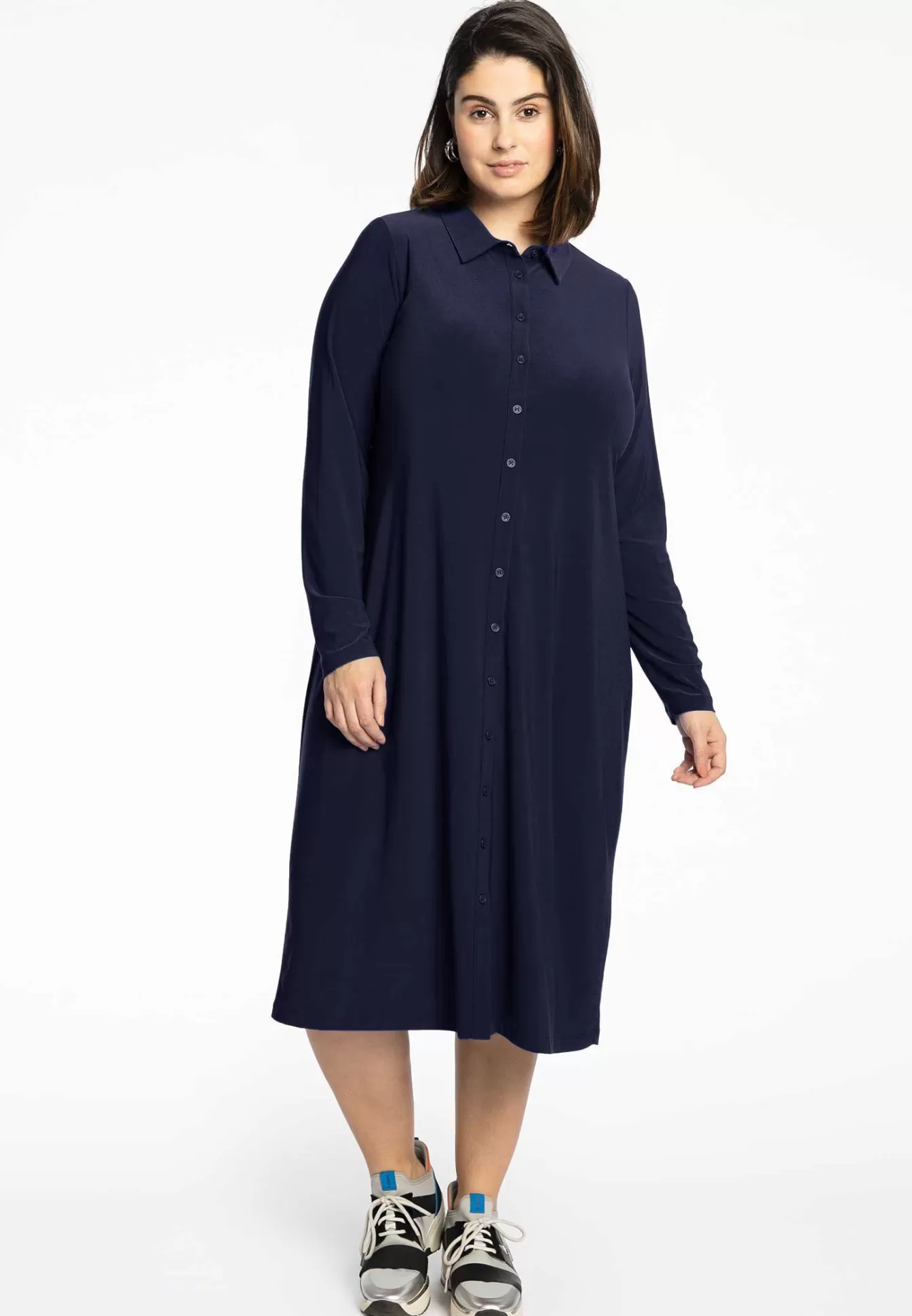 Chemisier femme longueur midi - Bleu saphir vibrante - Coupe élégante et intemporelle | Collection Dolce by YOEK