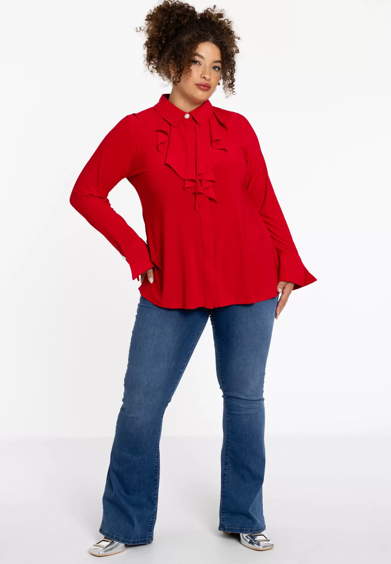Blouse fluide YOEK - Édition Dolce en Rouge Vif - Modèle Élégant et Confortable