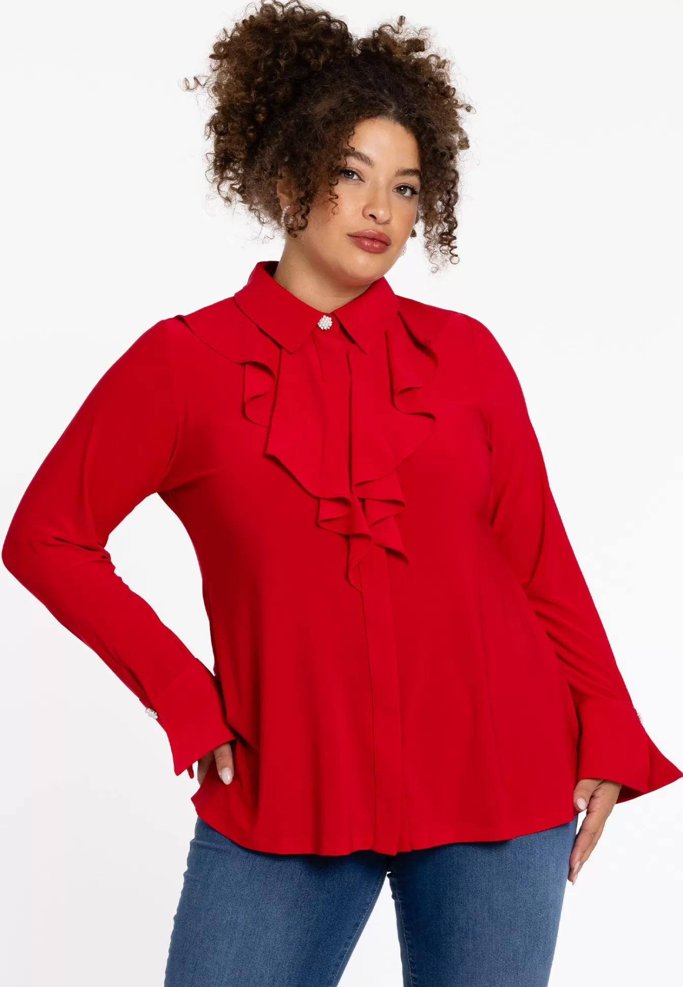 Blouse fluide YOEK - Édition Dolce en Rouge Vif - Modèle Élégant et Confortable