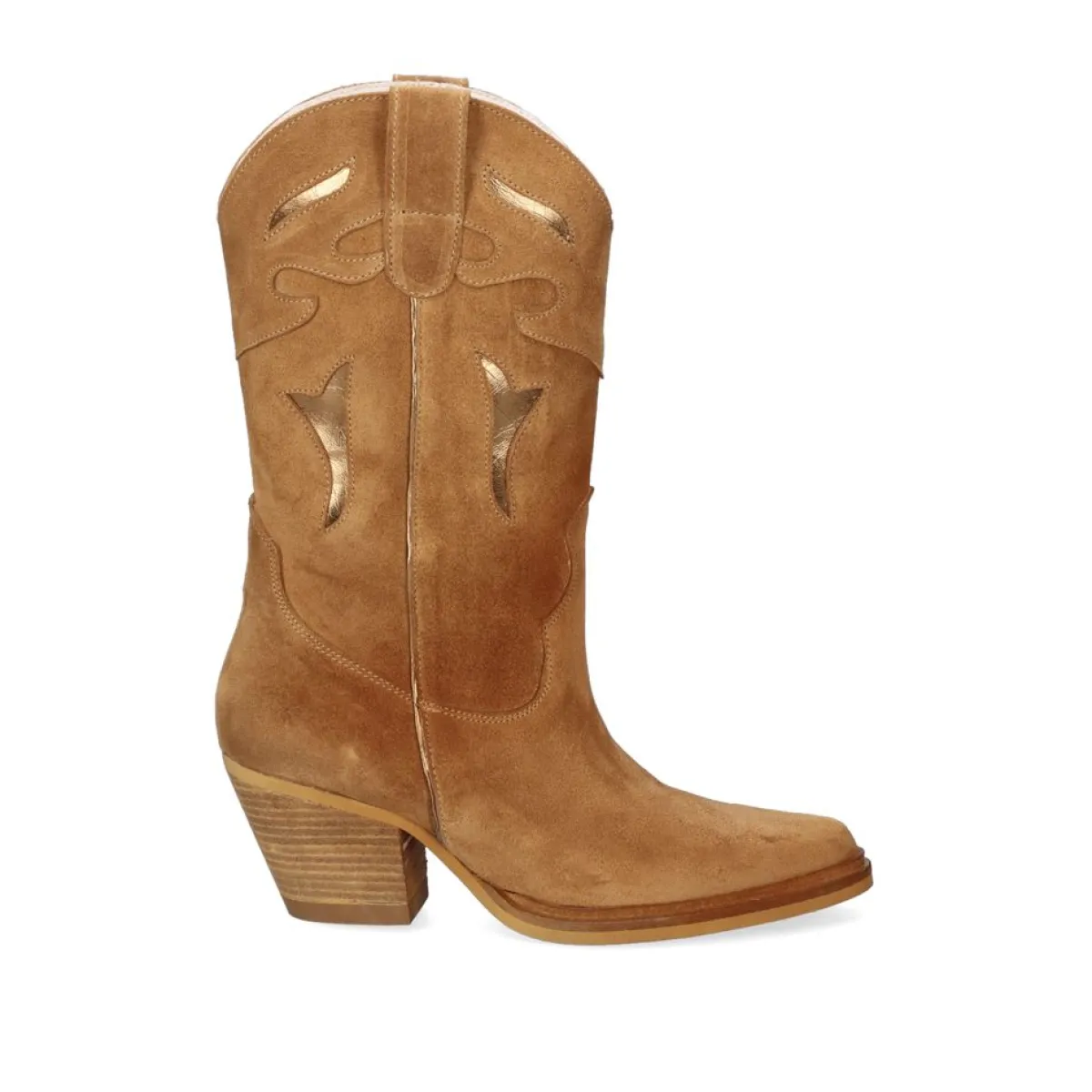 Bottes Western Exe - Modèle Free-9950 en Cuir Souple Camel Métallisé