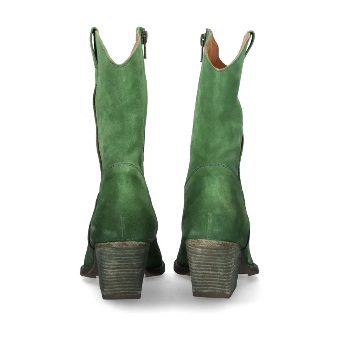 Bottes Western Exe Dallas-100 - Cuir Véritable Vert Forêt - Style Texan Intemporel (Confortables, Tige Moyenne)
