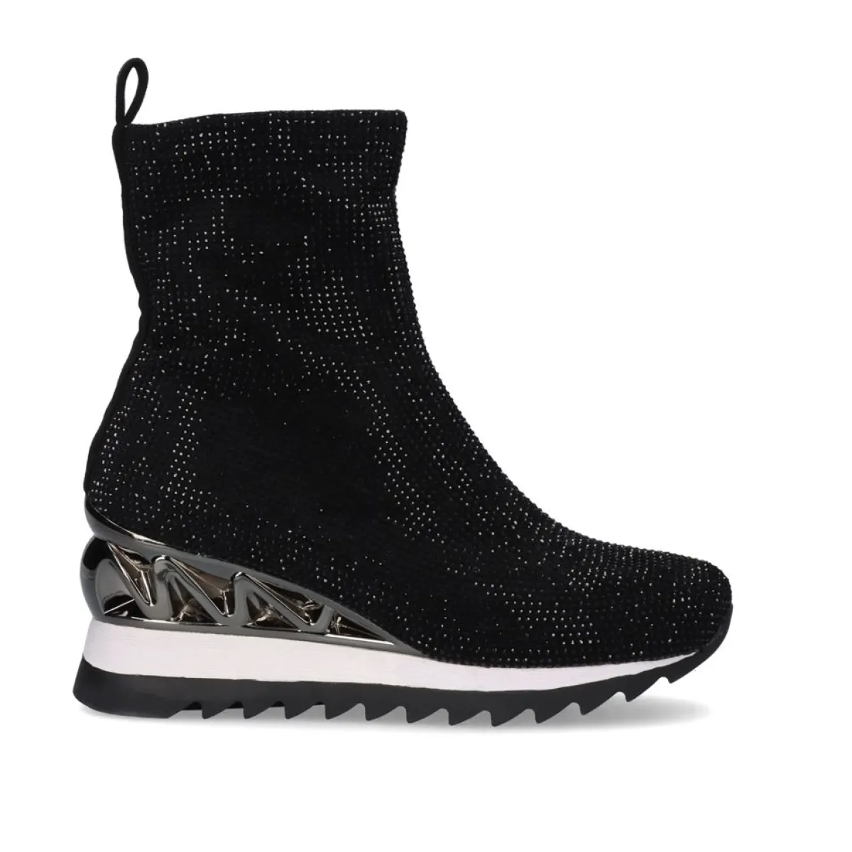 Bottines Exe Style Urbain - Chaussures Femme Noir Pailleté Ref.Y2327-H888