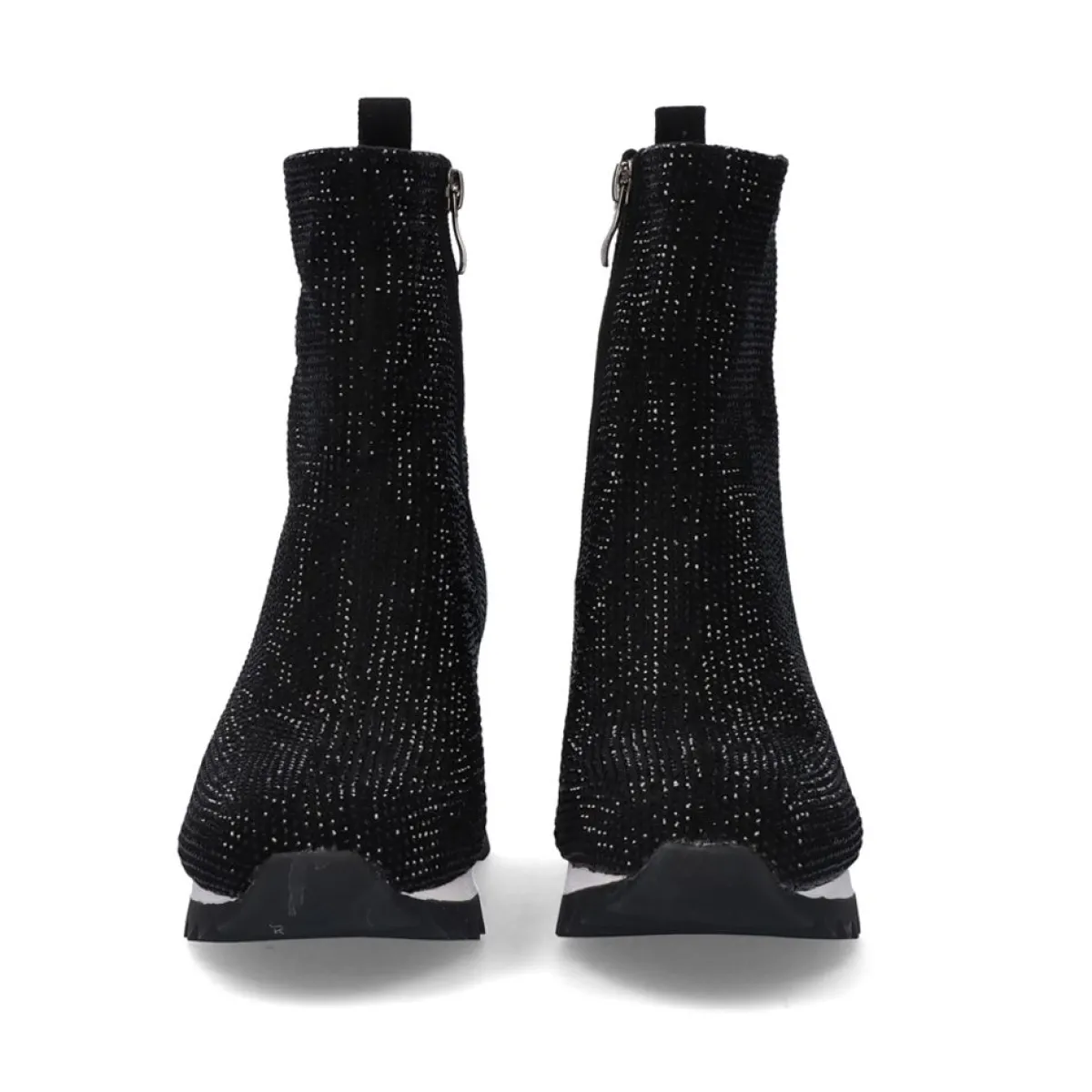 Bottines Exe Style Urbain - Chaussures Femme Noir Pailleté Ref.Y2327-H888