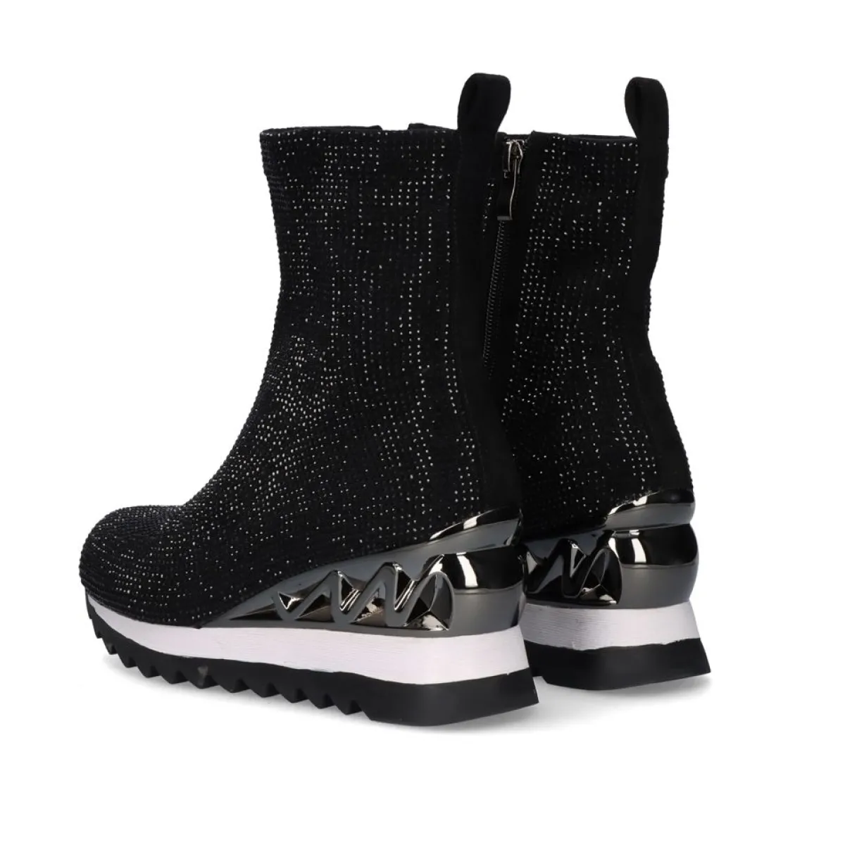 Bottines Exe Style Urbain - Chaussures Femme Noir Pailleté Ref.Y2327-H888