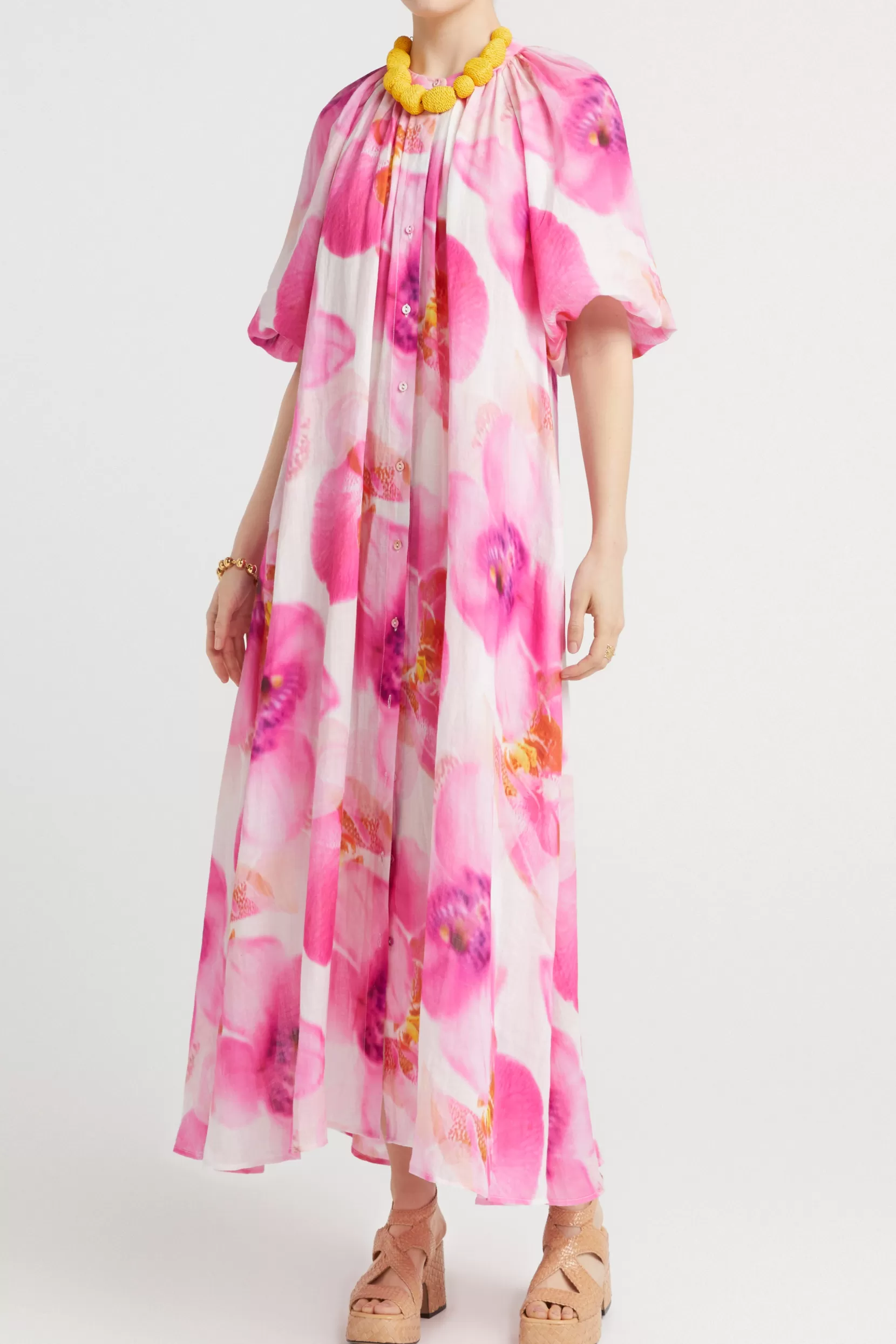Caftan Brielle Flamboyant - Robe bohème-chic pour l'été | Tunique légère en coton ethnique avec broderies artisanales - Parfait pour vacances ou soirées d'été (Tailles XS-XXL)