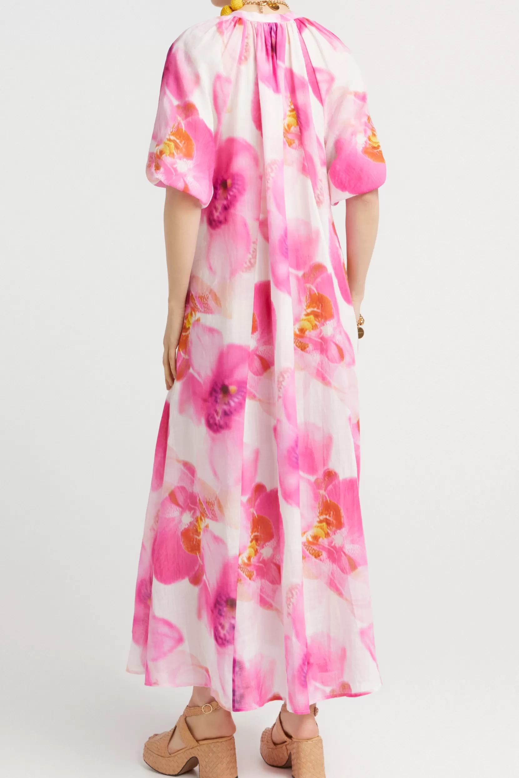 Caftan Brielle Flamboyant - Robe bohème-chic pour l'été | Tunique légère en coton ethnique avec broderies artisanales - Parfait pour vacances ou soirées d'été (Tailles XS-XXL)