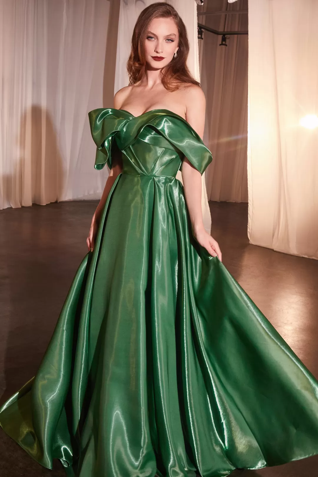Robe de soirée organza La Divine CD801 - Élégance sans bretelles en dégradé émeraude & saphir