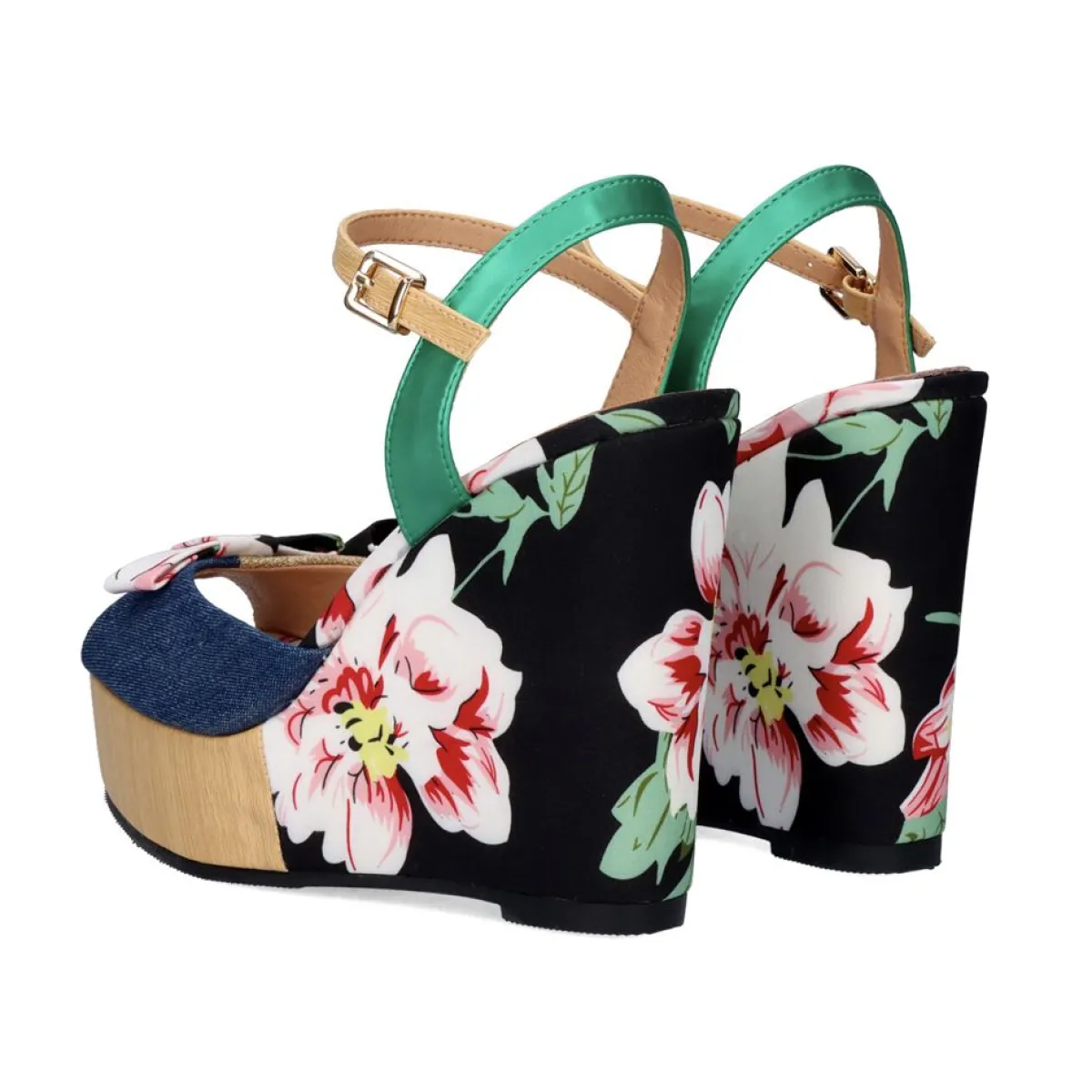 Escarpins Exe Naomi-011 par Cunhas - Motif floral bleu artistique, élégance urbaine et chic