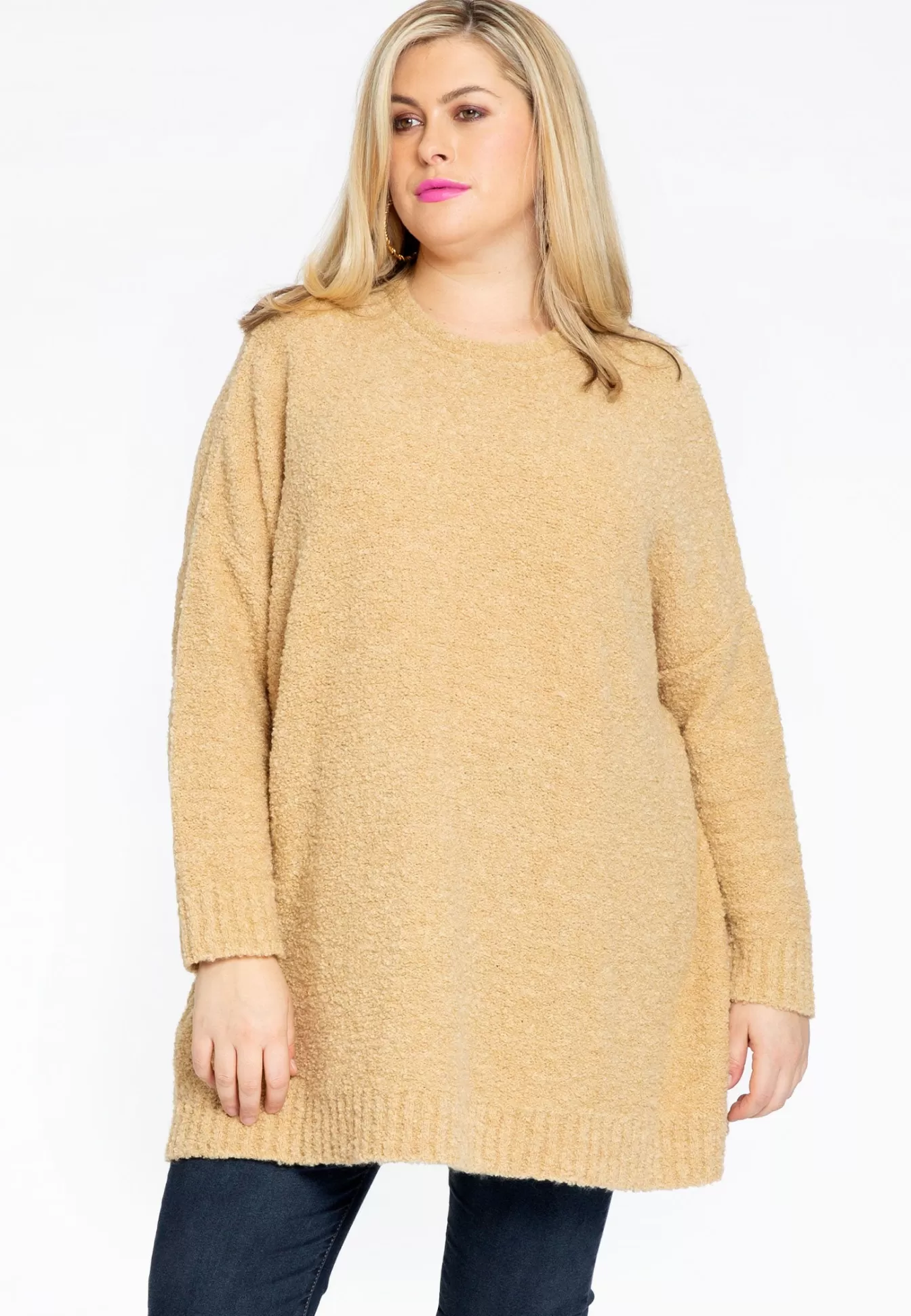 YOEK Pull Hiver Oversized en Fausse Fourrure Doudou Marron - Indispensable de la Collection