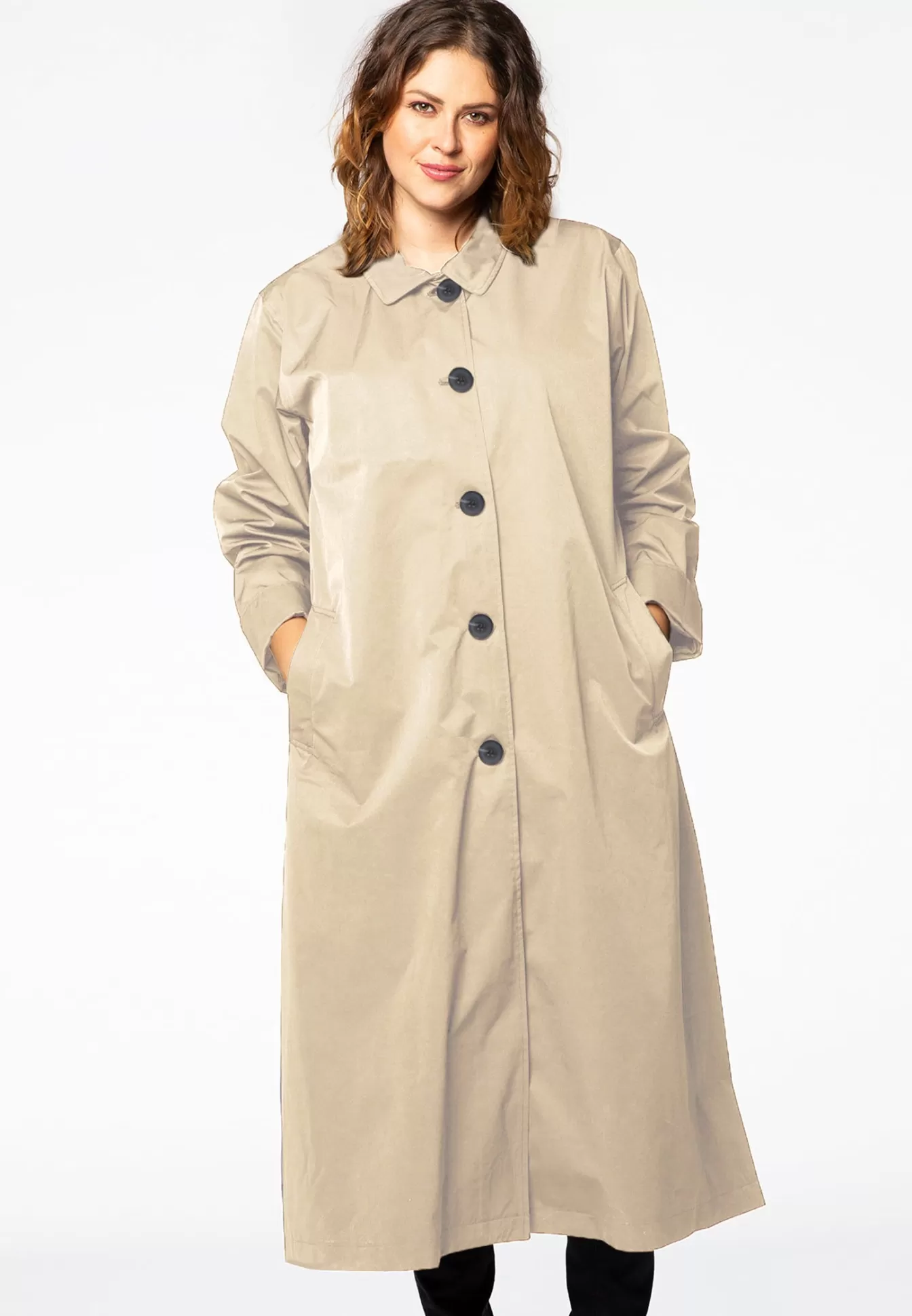 Imperméable YOEK longue coupe classique - Marron taupe en soldes éphémères