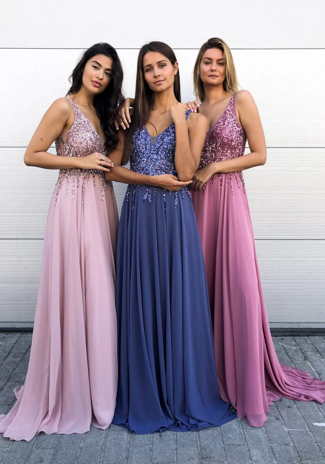 Robe de soirée Christian Koehlert en chiffon vaporeux - Teinte rose nuancé | Modèle exclusif 0549 en promotion éphémère