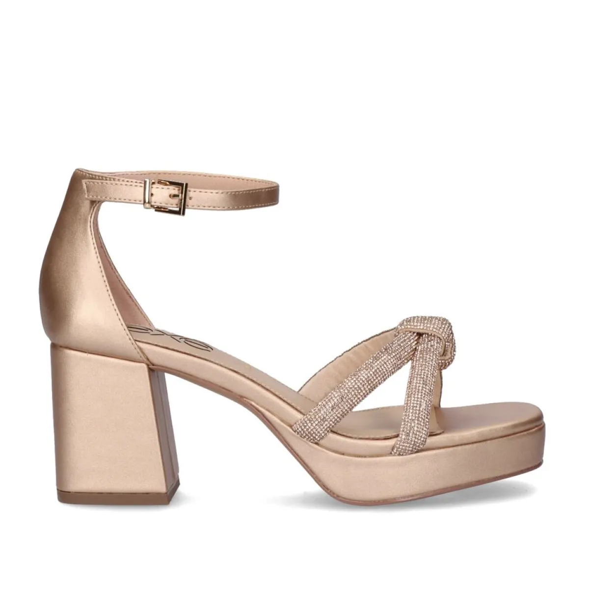 Sandales Compensées Exe Shoes Lina 210 - Talon Bas Élégant en Ton Champagne, Confort Léger et Détails Dorés pour Look Estival