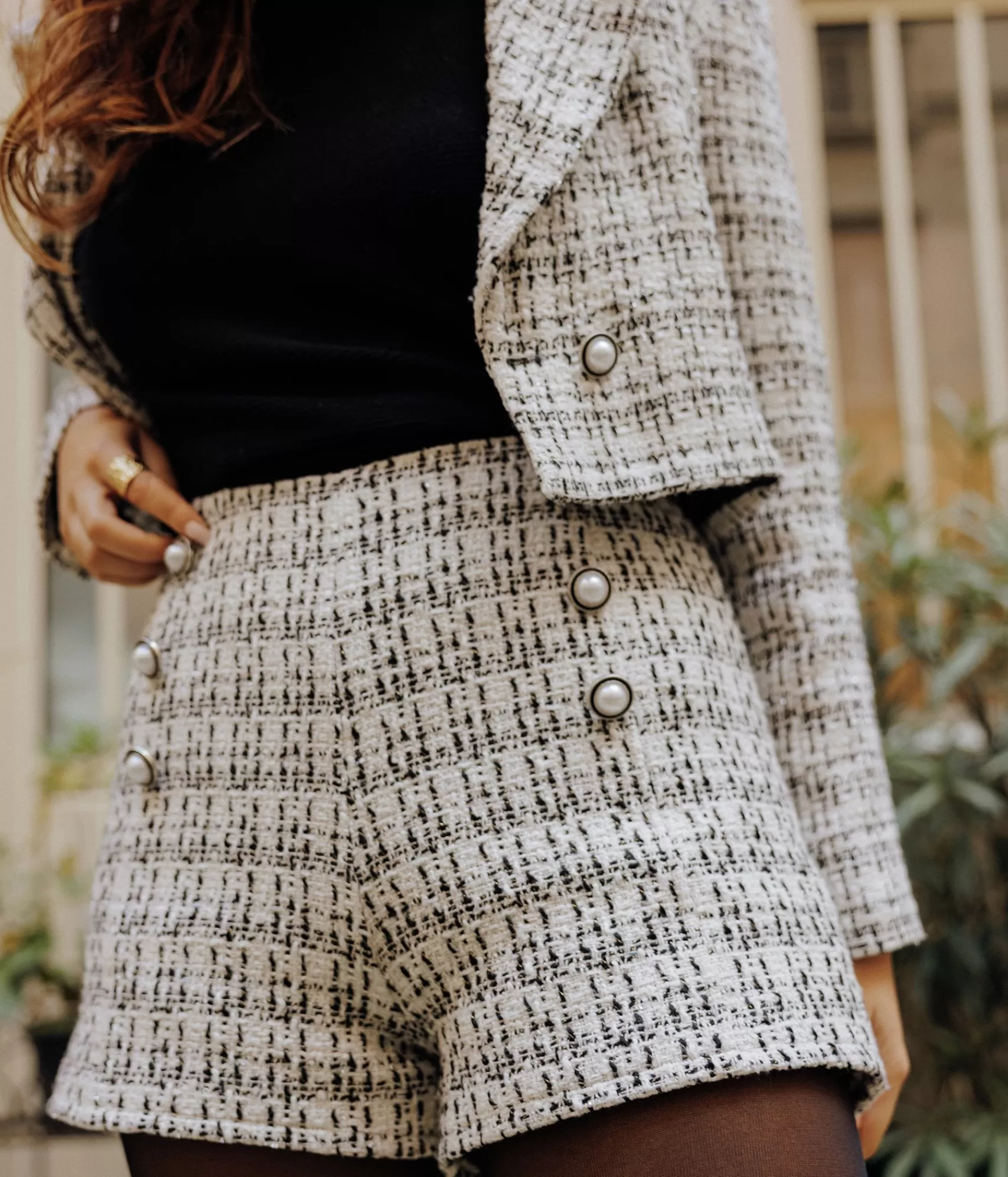 EDJI - Bermuda féminin Fraya en tweed souple - Coupe décontractée pour l'été
