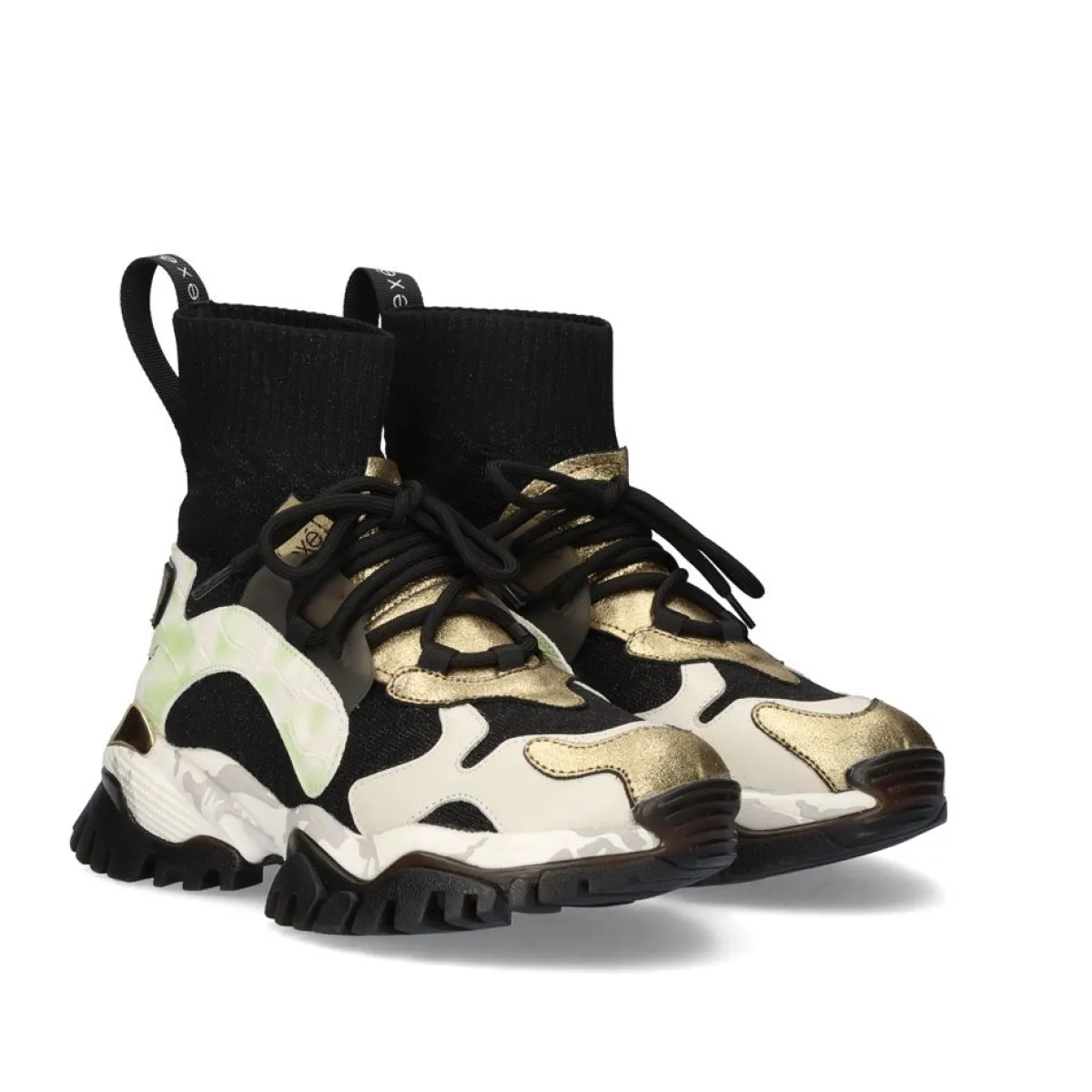 Exe Sport - Baskets XY169-1 en Cuir Souple avec Finitions Dorées - Style Urbain Décontracté