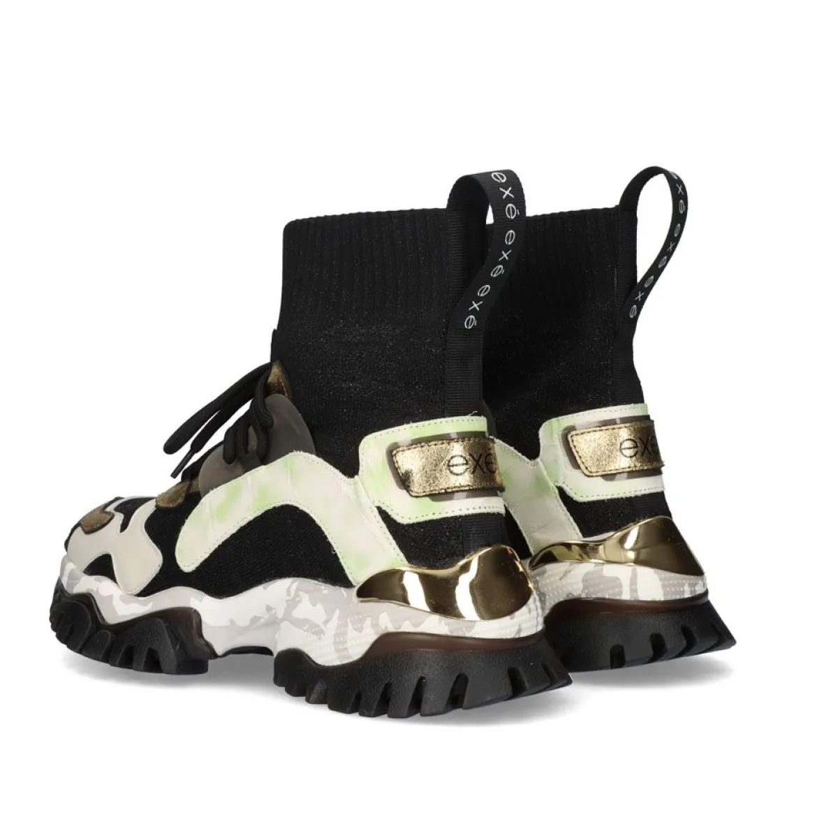 Exe Sport - Baskets XY169-1 en Cuir Souple avec Finitions Dorées - Style Urbain Décontracté
