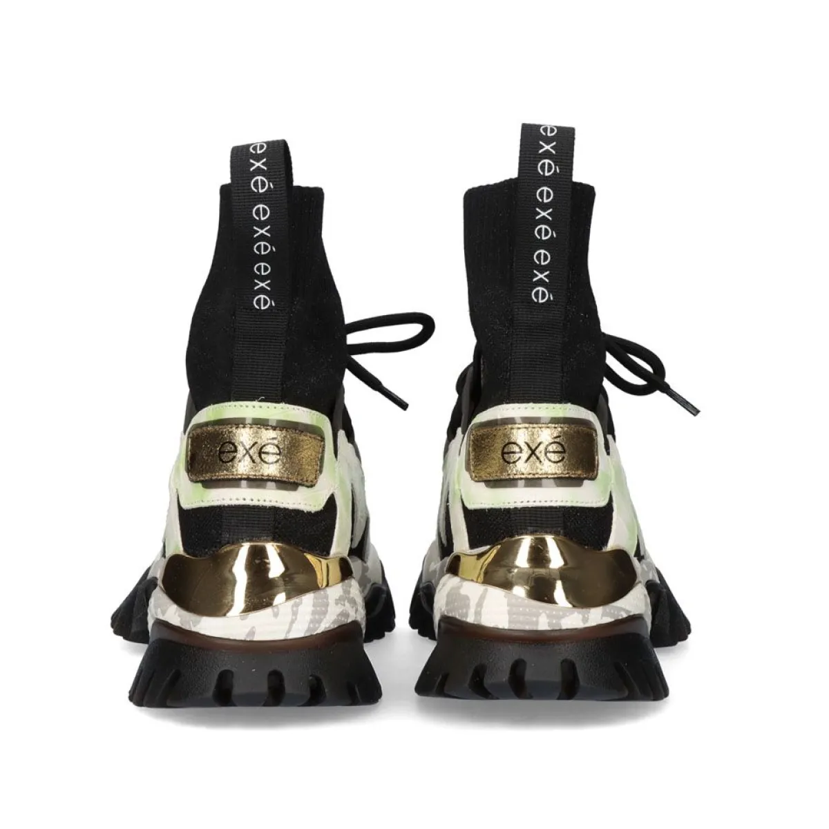 Exe Sport - Baskets XY169-1 en Cuir Souple avec Finitions Dorées - Style Urbain Décontracté