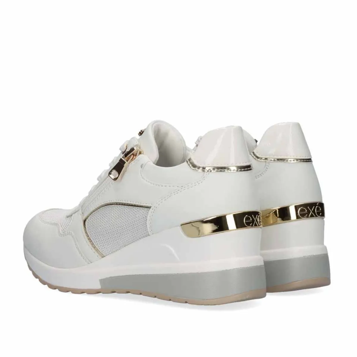 EXE Shoes - Baskets Femme à Plateforme Confort - Taille 34 Blanc Cassé - Style Urbain