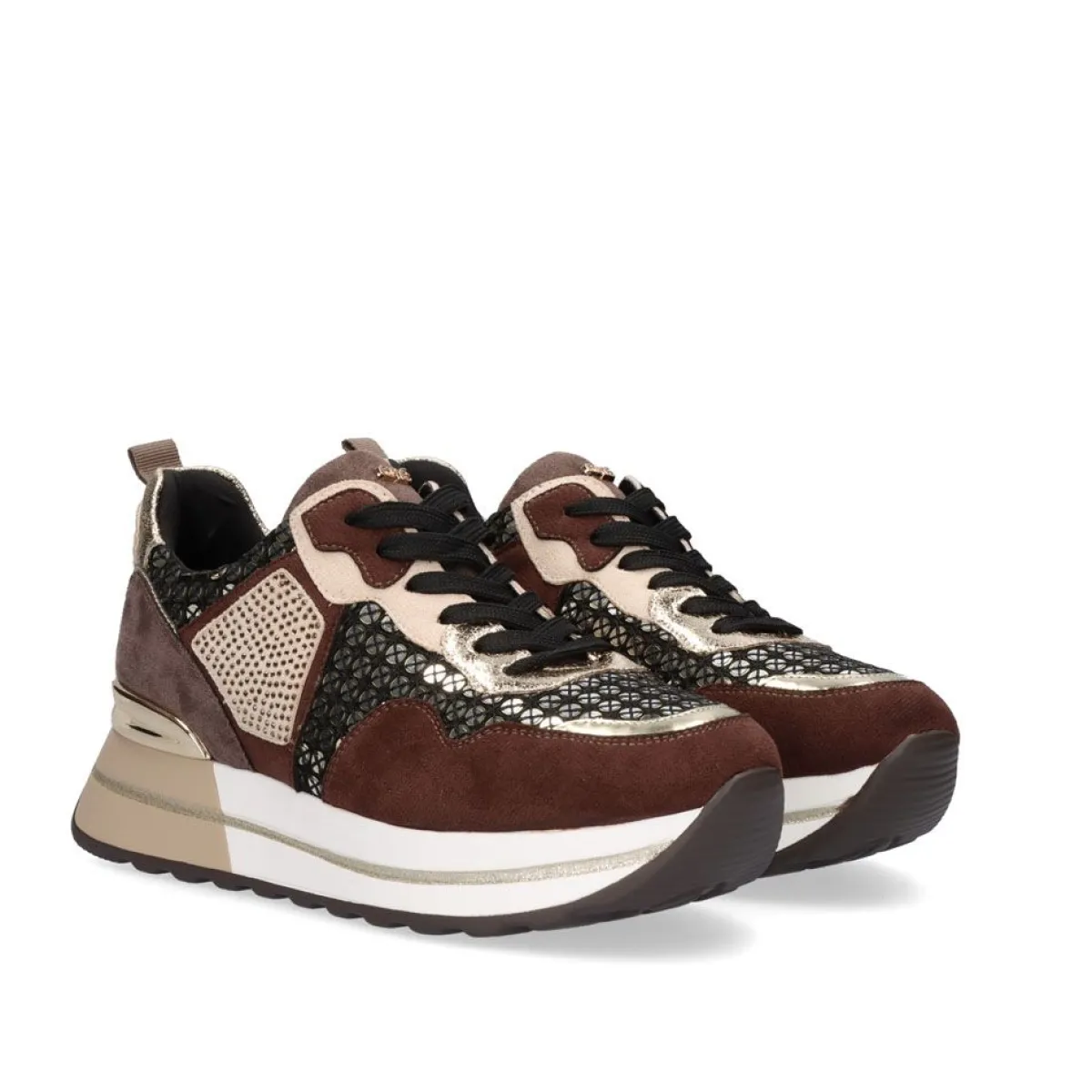 Chaussures Plateforme Exe Style Urbain - Modèle 383-232EX05 en Cuir Marron Élégant