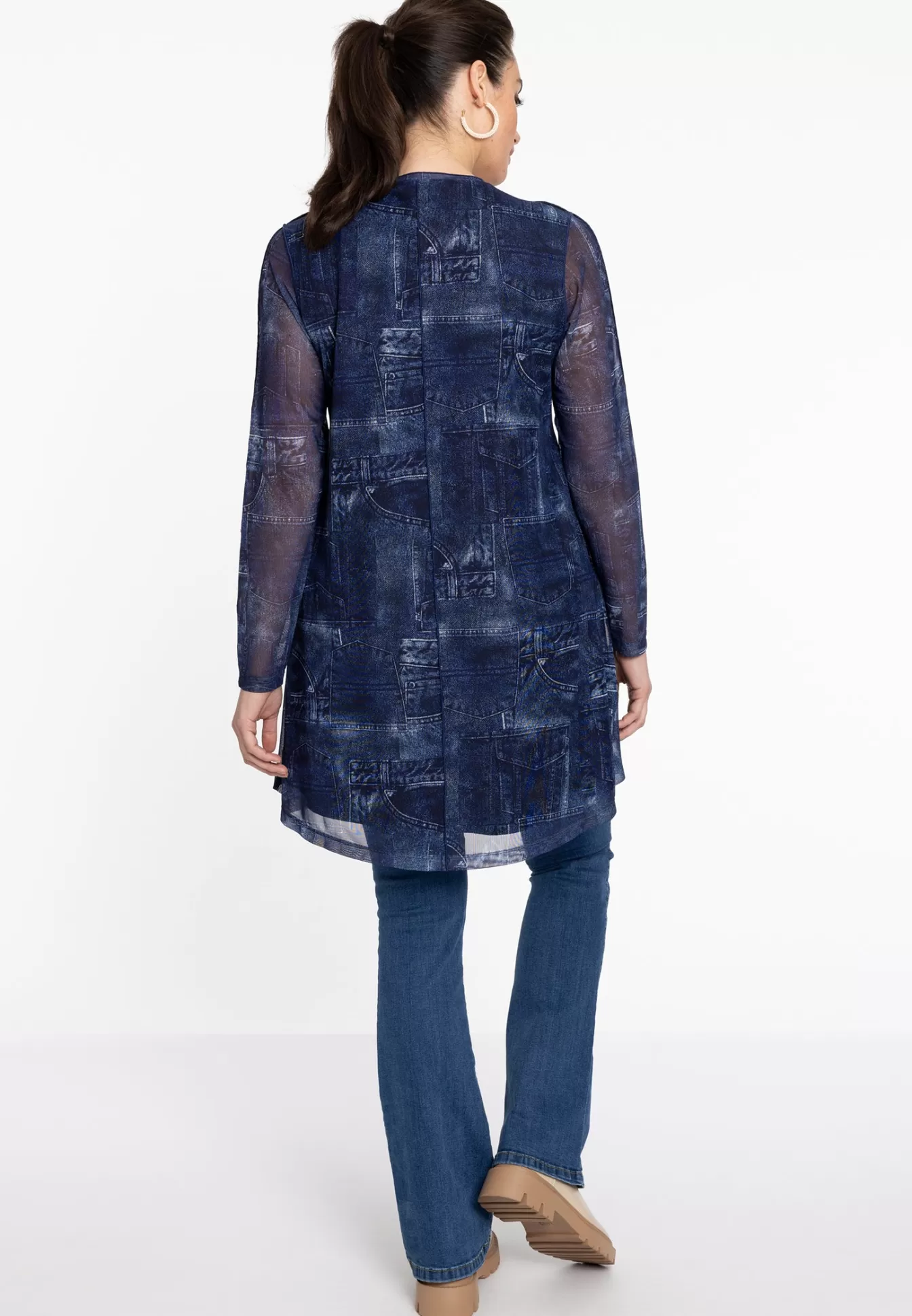 YOEK Tunique délavée bleu nuage - Coupe large en jean confortable